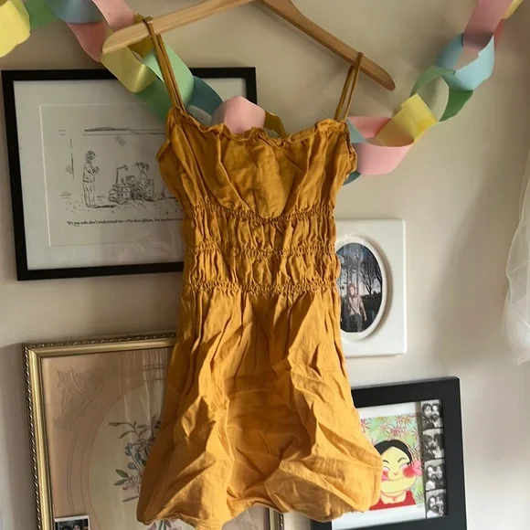 Reformation | Dresses | Reformation Mustard Linen Mini Dress | Poshmark